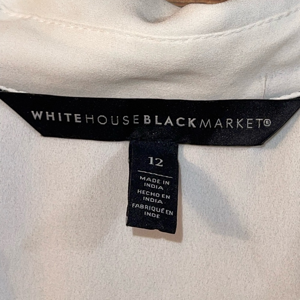 White House Black Market sheer button up ruffle blouse - Picture 7 of 10